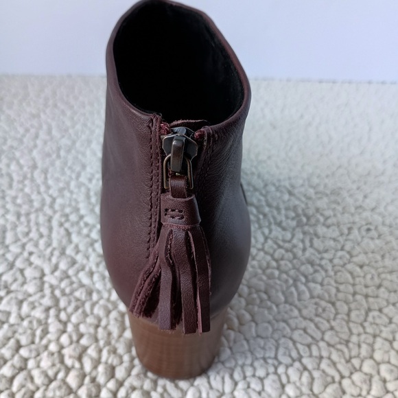 Toms Womens Boot Leila Back Zipper Ankle Bootie Size 7 Oxblood Leather Shoe-Boot - Picture 6 of 7